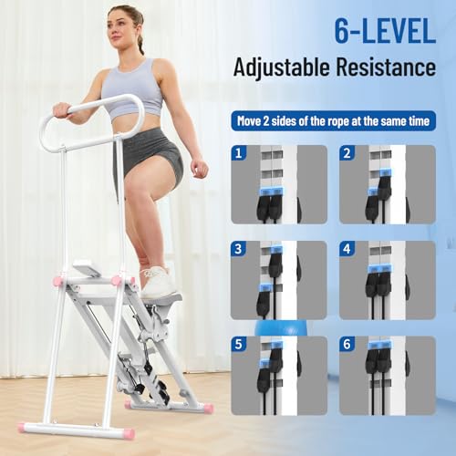 Image of HXD-ERGO Stair Stepper for Home, New Version 6 Adjustable Resistance Vertical Climber Cardio Exercise Machine, Folding Stair Climber for Full Body Workout with Adjustable Handlebar