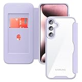 YUYIB Samsung Galaxy s24 Galaxy S25 兼用 ケース SC-51E / SCG25 手帳型 背面 クリア 透明 高級なPUレザー+PCパネル+TPUバンパー マグネットが内蔵 ギャラクシー s25 カバー 衝撃吸収 軽量薄型 ブランド スマホケース ギャラクシー s24 手帳型 ケース (浅い-パープル)