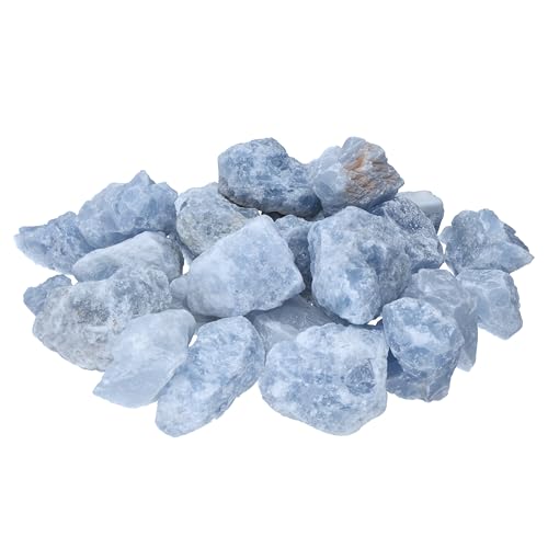 Piedras de agua de 300 g, piedras preciosas 100% naturales, piedras curativas auténticas sin tratar para agua de piedras preciosas Lebensquelle Plus (calcita, azul)