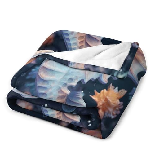 Couverture en flanelle version verticale imprimé hippocampe