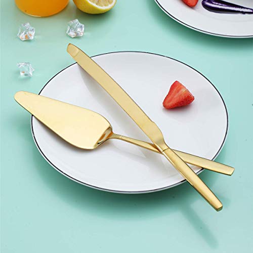 Berglander Gold Cake Pie Pastry Servers, Gold Cake Serving Set,Cake Knife And Server Set Perfect For Wedding, Birthday, Parties And Events #TOP2