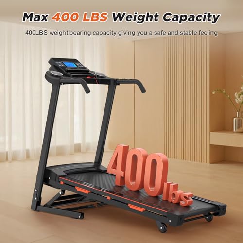 Image of Folding Treadmill with Auto Incline, 3.5HP Treadmill for Home, 400 lb Capacity, 0.5-8.5 MPH, 1-15 Auto Incline, Dual Cushioning System, Bluetooth Speakers, Fitshow App Compatible