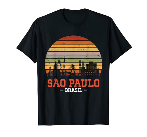 Sao Paulo Brasil Retro Vintage Sunset Skyline Sao Paulo Camiseta