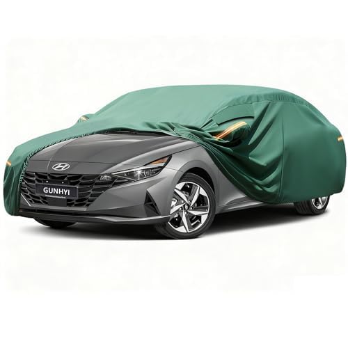 Car Cover Custom Fit Hyundai Elantra (2000-2025) Waterproof All-Weather, 16-Layer Heavy Duty Full Exterior Cover with Vents, Spare Windproof Straps &