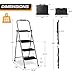 MoNiBloom Step Ladder 3 Step Folding with Tool Tray and Handgrip, Household Portable Iron Small Ladder with Wide Anti-Slip Pedal for Adults, 330 lbs Capacity