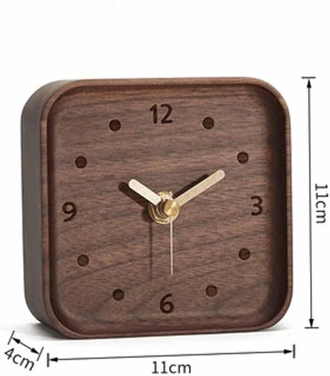 Solid Wood Desk Clock Office Square Black Walnut Needle Clock Home Decoration Ornaments Watch Clock