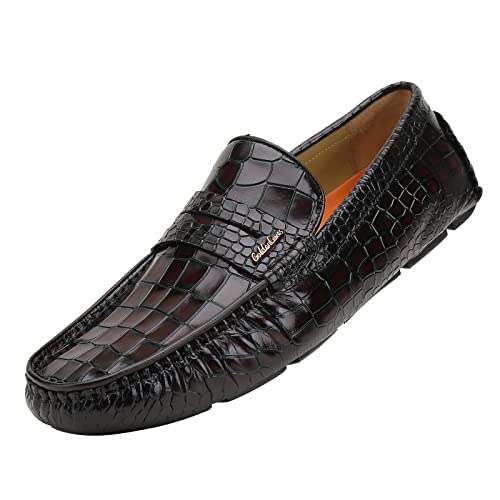Mens Leather Penny Loafers, Casual Comfortable Driving Moccasins Business Dress Slip on Loafer Shoes for Men