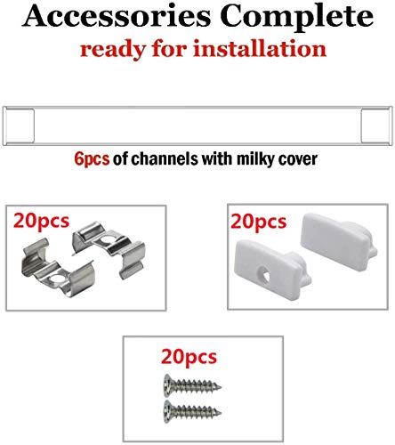 6x6.6ft LED Strip Aluminum Channel - Starlandled LED Track Profile System with Milky Cover Diffusers, End Caps and Mounting Clips for LED Strip Light Easy Installations - Thumbnail 3