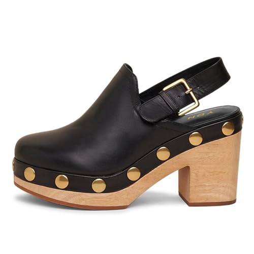 YDN Women's Round Toe Platform Pumps Nail Studded Chunky Block Heels Buckled Back Strap Fashion Daily Party Shoes Size 4-16 US