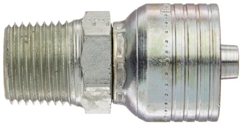 Image of Aeroquip 1BA8MP6 Carbon Steel Global TTC12 (Thru the Cover) Crimp Hose Fitting Male Pipe, Straight, 3 /8 inch Hose ID, 1 /2 inch Pipe Size