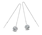 LiuananTM 9mm Cubic Zirconia Crystal Tassel 925 Sterling Silver Ear Stud Threader Sports Earrings