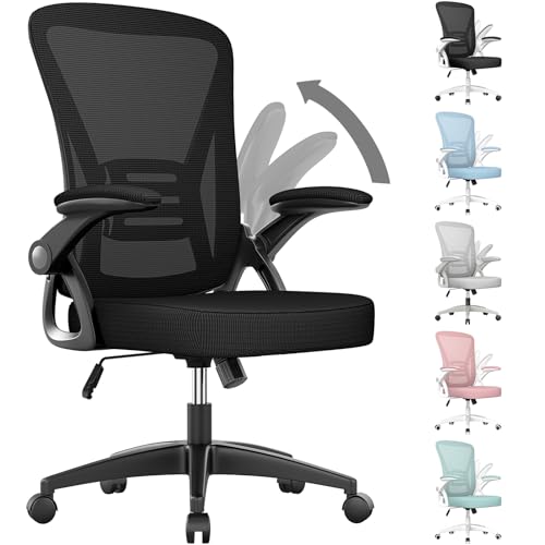 Image of naspaluro Office Chair Ergonomic Desk Chair with 90 Flip-up Armrest Lumbar Support, Height Adjustable Office Desk Chair, Executive Swivel Computer Chair with Padded Seat Cushion for Home /Office