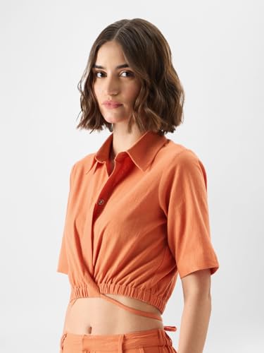 Image of The Souled Store Solids: Rust Cropped Shirts