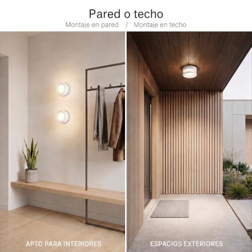 Aplique Pared Exterior LED IP65 Evita Humedad Lámpara Techo 3 Temperaturas Baño 6