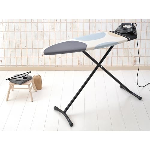 Image of Brabantia Premium Ironing Board with Heat Resistant Parking Zone | X-Large (Size D) | Fairtrade Bubbles | Tall & Wide, Adjustable Height (31-40 inch), Easy Fold, Anti-Collapse Lock, Non-Slip Feet