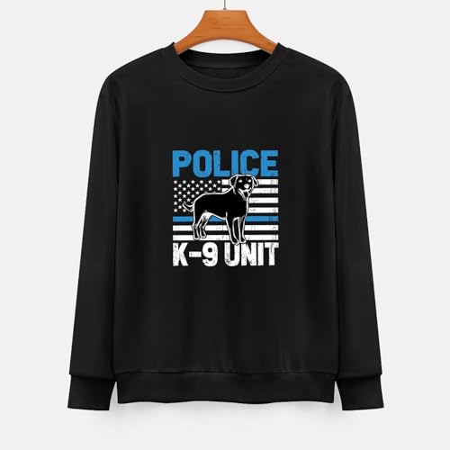 Police K-9 Unit Thin Blue Line Sweater Casual Cotton Crewneck Long Sweater3