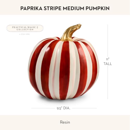 Image of MACKENZIE-CHILDS Resin Pumpkin, Small, Dark-Red-and-White Paprika Check