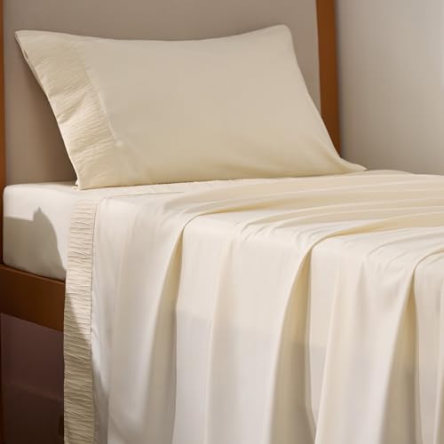 Image of Bedsure Twin XL Sheets Dorm Bedding - 3 Pieces Soft Extra Long Twin Sheets, Breathable & Cooling Bed Sheets Set, Oeko Tex, Easy Care Microfiber for Women, Men, Light Beige