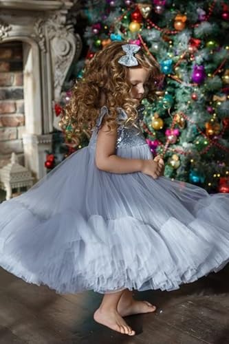 Sequin Flower Girl Dress for Wedding Kids Tea-Length Princess Pageant Dresses Tulle Puffy Birthday Prom Ball Gowns4