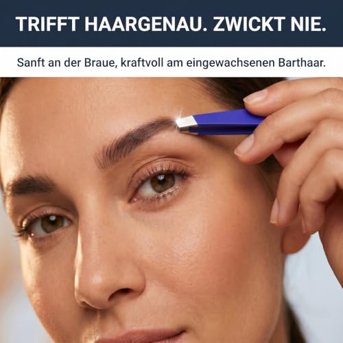 KLINGENHELD® Haargenaue Pinzette - greift jedes Haar beim 1. Versuch ohne durchrutschen - Pinzette Augenbrauen Zupfen handgeschliffen… – Ansicht 6