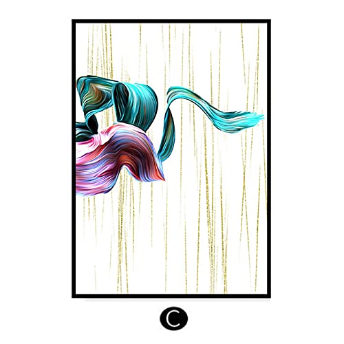 Image décor à la maison triptyque abstrait bleu or pour salon - 3
