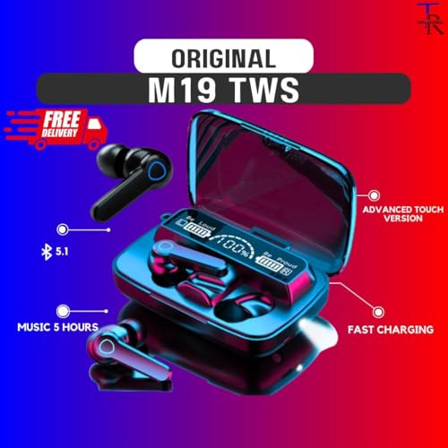 Image of M19 TWS Truly Wireless Earbuds with Power LED Display & Flashlight | 30 Hours Battery, Bluetooth 5.1, ENC Mic, Low Latency, IPX7 Sweatproof