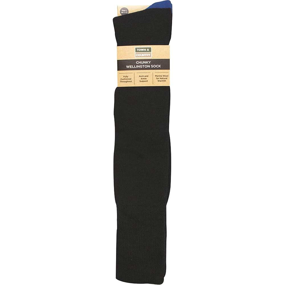 Town And Country Blue Navy Chunky Wellington Boot Socks