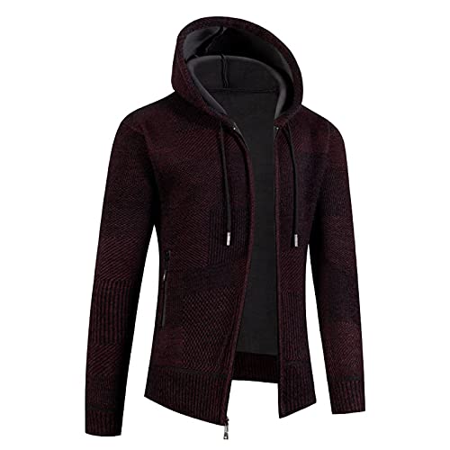 Veste cardigan pour homme veste polaire en tricot zippée col montant coupe ajustée décontracté