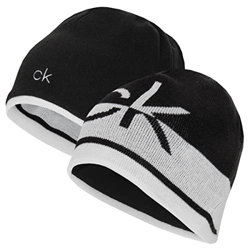 Calvin Klein Gorro de punto reversible CK para hombre,...