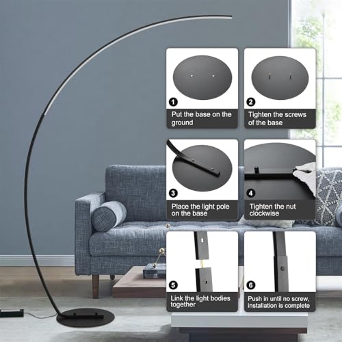 Lámpara de pie de arco moderna de 170 cm y luz regulable continua 7
