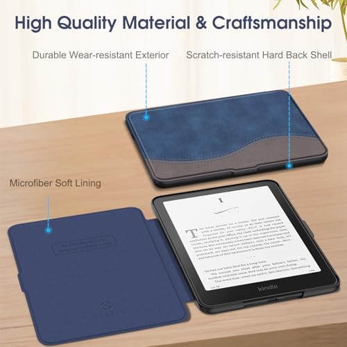 Image of Fintie Slim Case for 7 inch Kindle Paperwhite 12th Gen 2024 & Kindle Colorsoft | Lightweight PU Leather Hard Back Shell Cover, Magnetic Closure, Auto Wake /Sleep, for Kindle Paperwhite 2024, Indigo