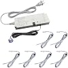 Accesorio de iluminación LED HAMRVL - fuente de alimentación de 6 puertos de salida 12V 5A 60W con 6 cables de extensión soldados de 2m y interruptor regulador, transformador de bajo voltaje para luces debajo de gabinete, luces de panel de pared 2