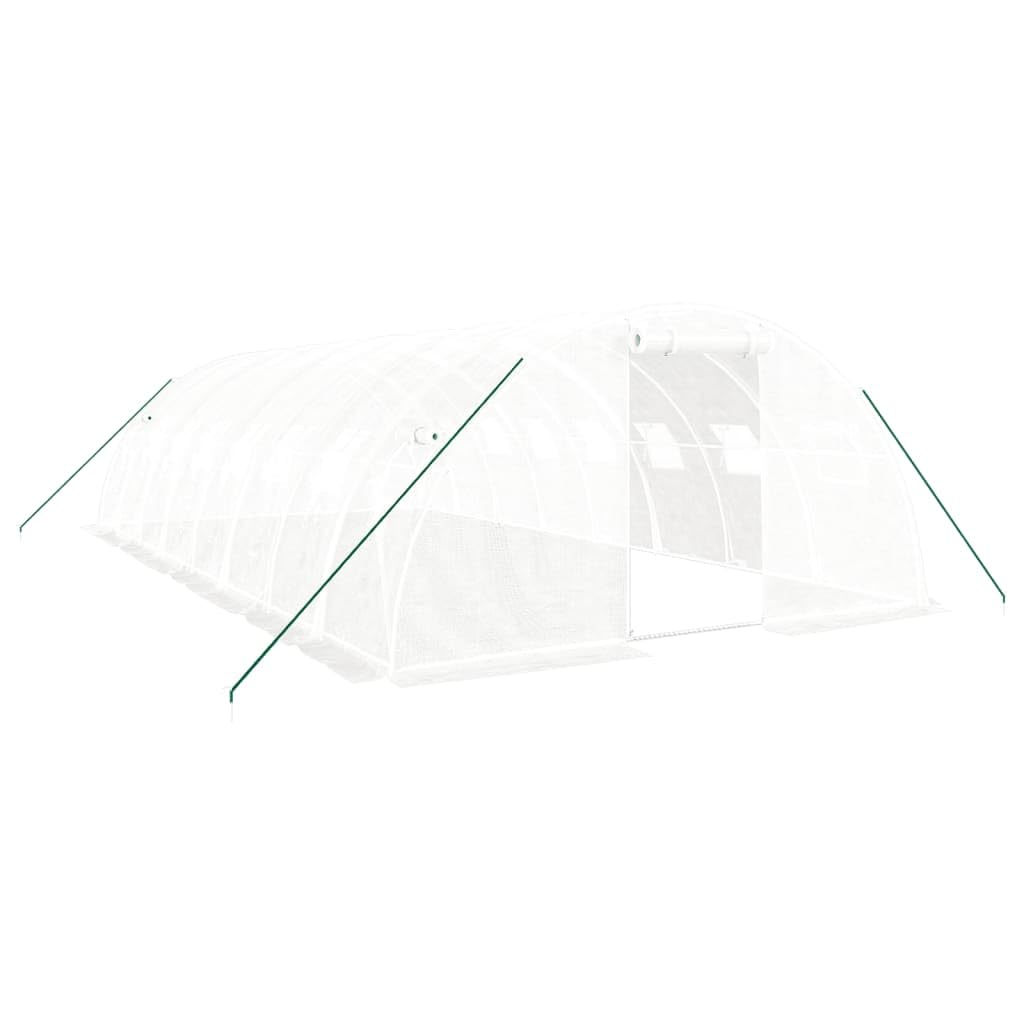 Homgoday Invernadero con Estructura de Acero Blanco 32 m² 8x4x2 m, Invernadero Caseta Jardín Terraza Plantas Semilla Cultivo Huerto Verduras Cubierta Casero