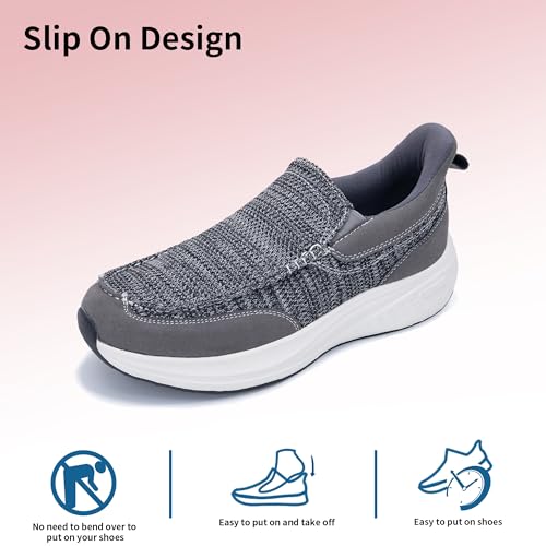 Gyeice Men's Slip on Loafers Walking Shoes with Arch Support | Casual Walking Sneakers | Comfortable Cushioning Shoes for Plantar Fasciitis US 7-132