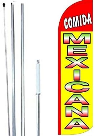 COMIDA-MEXICANA King Flag Sign With Complete Hybrid Pole set
