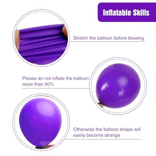 Image of RUBFAC 135pcs Dark Purple Balloons, Latex Royal Purple Balloon Different Sizes 18 12 10 5 Inch for Garland Arch Wedding Masquerade Birthday Party Decorations