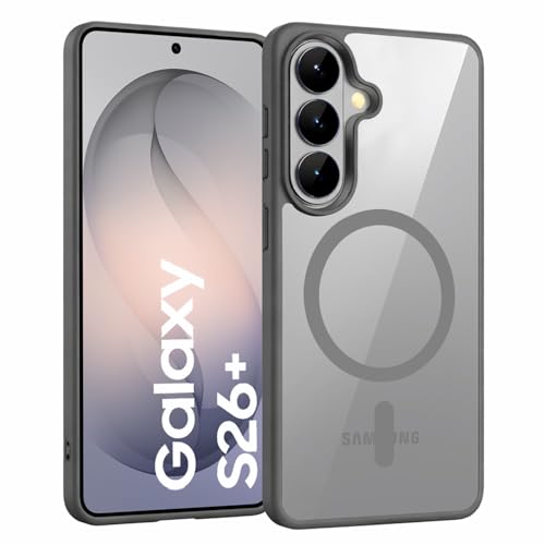 Image of DIZORO Compatible with Samsung S26 Plus 5g Case,Compatible with MagSafe, Non Yellow Military-Grade Drop Protection & Hard PC Back Cover Slim Transparent Anti-Scratch Shockproof Phone Case (Titanium)