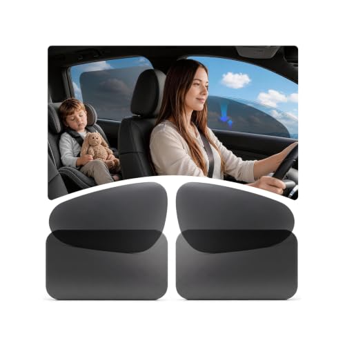 Image of Static Cling Car Window Shades 4 PCS, Roll Windows Down, for Most Cars | Car Window Covers for Front & Rear Side Window | No Glue No Residue | 99% UV Block | Sun Blocker for Driver, Baby, Kids