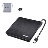 External CD/DVD Drive, Haiway USB 3.0 Portable CD/DVD +/-RW Drive Slim CD/DVD ROM Rewriter Burner Superdrive High Speed Data Transfer for Laptop Desktop PC Windows 7/8.1/10 Linux OS
