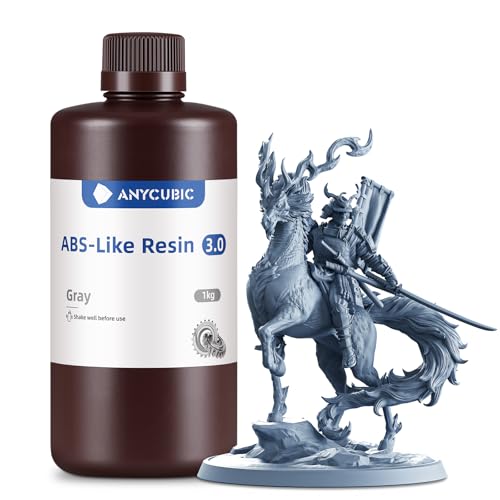 ANYCUBIC ABS-Like Resin 3.0, 3D Drucker Resin mit Hohe Präzision und Festigkeit, 405 nm UV-härtbares Harz für MSLA/LCD/DLP 3D Drucker, Grau 1000g Grau 1kg