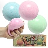 3 Pack Stress Ball, Fidget Sensory Toy for Kids, Teens and Adults for Anxiety Relief, Cool Soft...