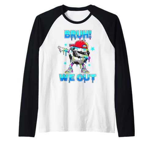 Bruh We Out Boys Soccer Dabbing Last Day of School Teacher Raglan Baseball Tee