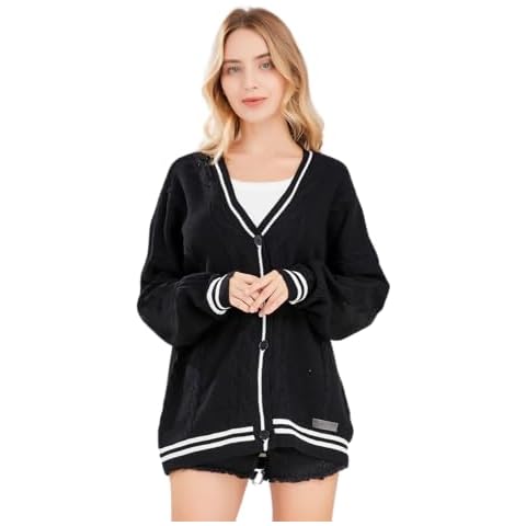 ebossy Women's Open Front Cable Knit Cardigan Cover