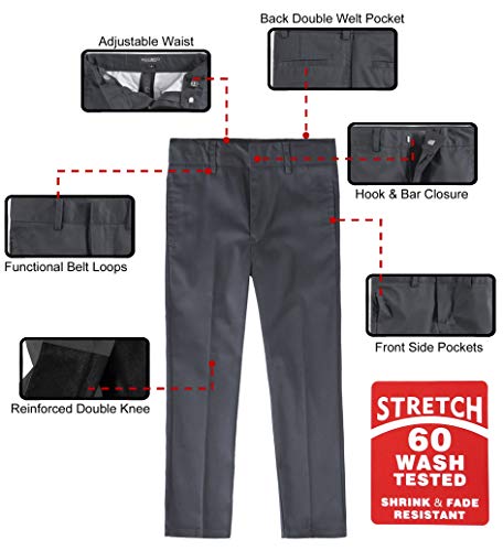 Boys Flat Front Double Knee Adjustable Waist School Pant3