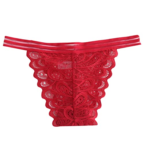 Genérico Medias con Liguero Ropa Interior Mujer Sexy Ropa Bikini elástico para Mujer, Tanga, Bragas con Encaje, 4 Colores, Ropa Interior Sexy cómoda Ropa para Mujeres Ropa Mujer Navidad (Red, M)