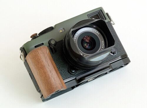 Handmade Wood Hand Grip Holder Handle for Fu ji Film X-PRO3 Xpro3 Camera Baseplate (Walnut(Black Alloy Base))