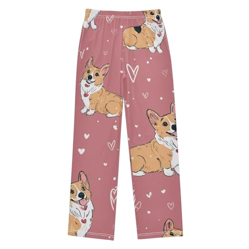 Corgi Dogs Love Boys Long Pants Soft Trousers Elastic Waist Kids Lounge Bottoms with Pockets S-XL