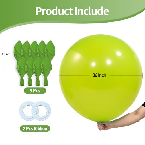 Image of KALOR Lime Green Giant 36 Inch 9pcs Large Latex Balloons