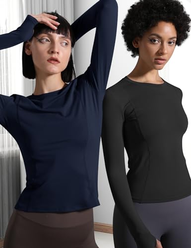 IECCP Seamless Workout Shirts for Women Long Sleeve Yoga Tops Sports Running Shirt Breathable Athletic Top Slim Fit - Image 3