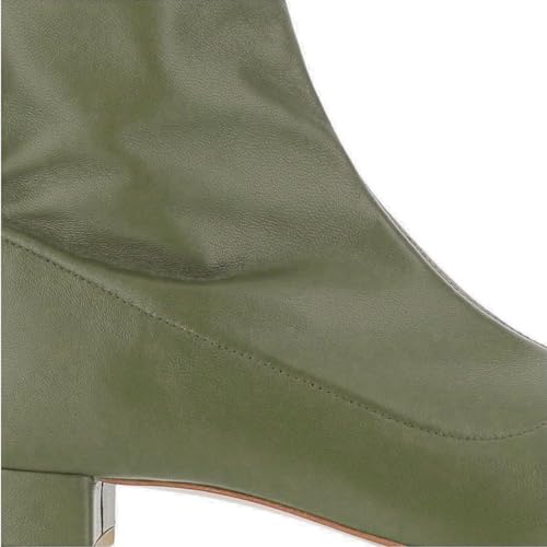 SHODENSE Women Elegant Square Toe Sock Ankle Boots Low Block Chunky Heel Zipper Stretch Chelsea Boot Matte Leather Elastic Dress Boots Ladies Classic Comfort Wedding Office Fall Winter Boot 4-11 M US3